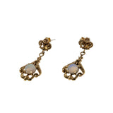 Opalescent Dream -  Vintage 14K Gold Natural Opal Ornate Crown Dangly Earrings (VE458)