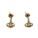 Opalescent Dream -  Vintage 14K Gold Natural Opal Ornate Crown Dangly Earrings (VE458)