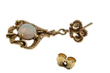 Opalescent Dream -  Vintage 14K Gold Natural Opal Ornate Crown Dangly Earrings (VE458)