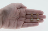 Opalescent Dream -  Vintage 14K Gold Natural Opal Ornate Crown Dangly Earrings (VE458)