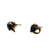 Heart To Heart - Vintage 14K Gold Natural Heart Shape Sapphire Stud Earrings (VE459)