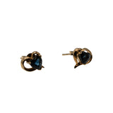 Heart To Heart - Vintage 14K Gold Natural Heart Shape Sapphire Stud Earrings (VE459)