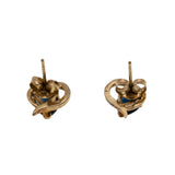 Heart To Heart - Vintage 14K Gold Natural Heart Shape Sapphire Stud Earrings (VE459)