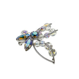 Dazzling Blossom - Vintage Rhodium Plated Aurora Borealis Crystal Flower Brooch (VBR292)
