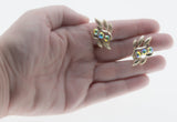 Colour Cascade - Vintage Gold Plate Austrian Swarovski Aurora Borealis Crystal Rhinestone Clip-On Earrings  (VE463)