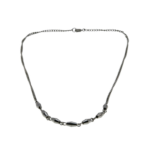 Sleek & Versatile - Vintage Silver Tone Fancy Link Chain Necklace (VN221)