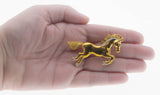 Bucking Stallion - Vintage Signed 'BUTLER' Gold Plated Austrian Swarovski Crystal Rhinestone Horse Brooch (VBR294)