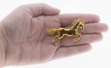 Bucking Stallion - Vintage Signed 'BUTLER' Gold Plated Austrian Swarovski Crystal Rhinestone Horse Brooch (VBR294)