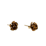 Petite Roses - Vintage 14K Gold Rose Flower Stud Earrings (VE462)