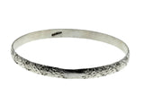 Silvery Adornment - Vintage Mexican Sterling Silver Engraved Floral Bangle Bracelet (VB123)