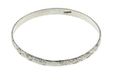 Silvery Adornment - Vintage Mexican Sterling Silver Engraved Floral Bangle Bracelet (VB123)