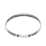 Silvery Adornment - Vintage Mexican Sterling Silver Engraved Floral Bangle Bracelet (VB123)