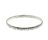 Silvery Adornment - Vintage Mexican Sterling Silver Engraved Scrolls Bangle Bracelet (VB124)