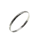 Silvery Adornment - Vintage Mexican Sterling Silver Engraved Scrolls Bangle Bracelet (VB124)