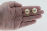 Pearl Girl - Vintage Gold Plated Mabé Pearl (Simulated) Stud Earrings (VE465)