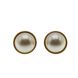 Pearl Girl - Vintage Gold Plated Mabé Pearl (Simulated) Stud Earrings (VE465)