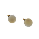Pearly White - Vintage Gold Plated Button 'Mother Of Pearl' (Simulated) Lever Back Clip-On Earrings (VE466)