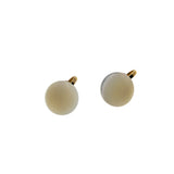 Pearly White - Vintage Gold Plated Button 'Mother Of Pearl' (Simulated) Lever Back Clip-On Earrings (VE466)