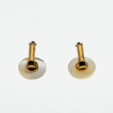 Pearly White - Vintage Gold Plated Button 'Mother Of Pearl' (Simulated) Lever Back Clip-On Earrings (VE466)