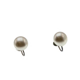 Feminine & Classic - Vintage Signed 'Bond Boyd' Sterling Silver Champagne Button Pearl (Simulated) Screw-Back Earrings (VE467)