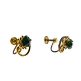 Greener Than Green - Vintage Signed 'TITAN STERLING' Gold Plate Over Sterling Silver Emerald Green Crystal Rhinestone Screw-Back Earrings (VE468)
