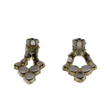 Red Carpet Ready - Vintage Gold Plated Emerald Green Crystal Rhinestone  Clip-On Dangly Earrings (VE469)