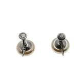 Feminine & Classic - Vintage Signed 'Bond Boyd' Sterling Silver Champagne Button Pearl (Simulated) Screw-Back Earrings (VE467)
