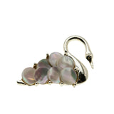 Swan Lake - Vintage Gold Plated Genuine Mother Of Pearl Swan Brooch (VBR300)