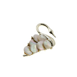 Swan Lake - Vintage Gold Plated Genuine Mother Of Pearl Swan Brooch (VBR300)