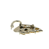 Swan Lake - Vintage Gold Plated Genuine Mother Of Pearl Swan Brooch (VBR300)