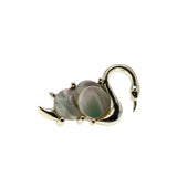 Swan Lake - Vintage Gold Plated Genuine Mother Of Pearl Swan Brooch (VBR301)