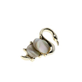 Swan Lake - Vintage Gold Plated Genuine Mother Of Pearl Swan Brooch (VBR301)