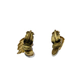 Sea & Earth - Vintage Gold Plated Mother Of Pearl Crystal Rhinestone Leaf  Clip-On Earrings (VE470)