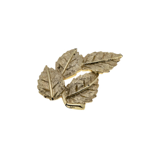 Golden Leaves - Vintage Gold Plated Decorative Leaf Brooch (VBR303)