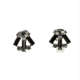 Classic Red & White - Vintage Rhodium Plated Austrian Crystal Rhinestone Screw-Back Earrings (VE471)