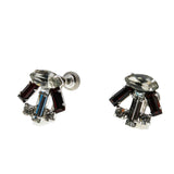 Classic Red & White - Vintage Rhodium Plated Austrian Crystal Rhinestone Screw-Back Earrings (VE471)