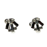 Classic Red & White - Vintage Rhodium Plated Austrian Crystal Rhinestone Screw-Back Earrings (VE471)