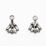 Classic Red & White - Vintage Rhodium Plated Austrian Crystal Rhinestone Screw-Back Earrings (VE471)