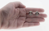 Classic Red & White - Vintage Rhodium Plated Austrian Crystal Rhinestone Screw-Back Earrings (VE471)