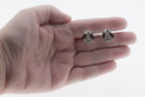 Classic Red & White - Vintage Rhodium Plated Austrian Crystal Rhinestone Screw-Back Earrings (VE471)