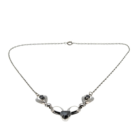 Sleek & Versatile - Vintage Sterling Silver Signed 'TITAN' Natural Black Alaskan Diamond Necklace (VN223)