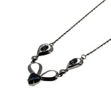 Sleek & Versatile - Vintage Sterling Silver Signed 'TITAN' Natural Black Alaskan Diamond Necklace (VN223)