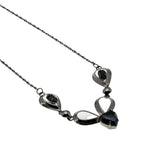 Sleek & Versatile - Vintage Sterling Silver Signed 'TITAN' Natural Black Alaskan Diamond Necklace (VN223)