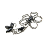 Alaskan Flower - Vintage Signed 'TITAN' Sterling Silver Black Alaskan Diamond Flower Brooch (VBR304)