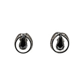 Diamonds & Lace - Vintage 'Titan' Sterling Silver Natural Black Alaskan Diamond Stud Earrings (VE472)
