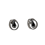 Diamonds & Lace - Vintage 'Titan' Sterling Silver Natural Black Alaskan Diamond Stud Earrings (VE472)