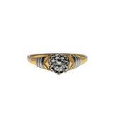 Deco Dream - Art Deco English 18K Gold Platinum Natural Diamond Engagement Ring (ADR285)