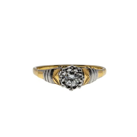 Deco Dream - Art Deco English 18K Gold Platinum Natural Diamond Engagement Ring (ADR285)