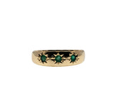 Starstruck - Vintage 14K Gold Star-Set Natural Emerald Gypsy Ring (VR1015)