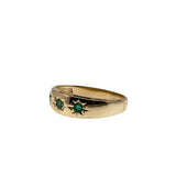 Starstruck - Vintage 14K Gold Star-Set Natural Emerald Gypsy Ring (VR1015)
